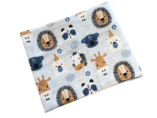 Муслиновая пеленка Moontime "Зверята на голубом" - фото 1