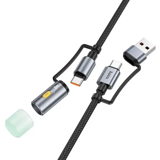 Кабель Hoco All-in-one charging data Cable USB / C to C / LED light U138 1,2 м PD60W 3A - фото 1
