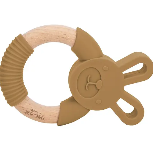 Прорізувач FreeOn силіконовий зайчик охра (49492) - фото 1