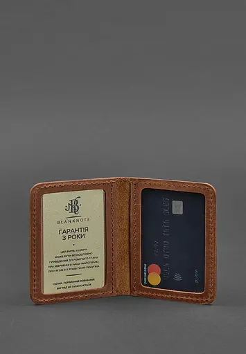 Кожаная обложка для ID-паспорта и водительского заседания 4.1 светло-коричневая Crazy Horse с гербом - фото 4