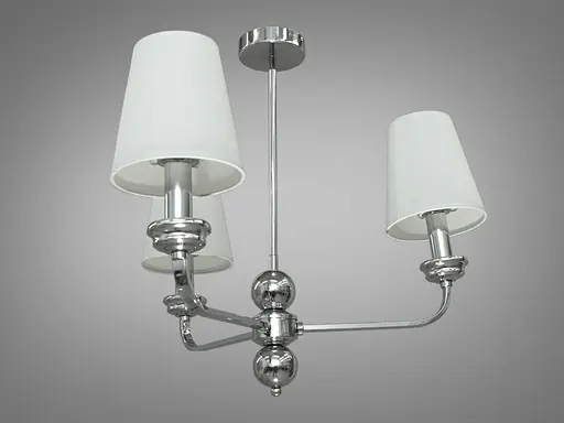 Изысканная, современная люстра с абажурами на 3 лампы, хром - фото 1