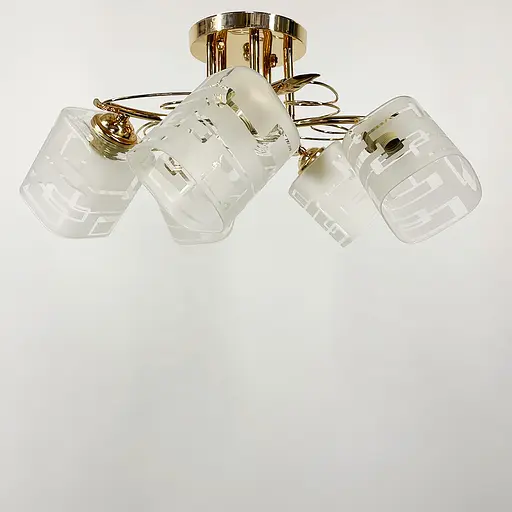 Люстра в золотому корпусі на 5 квадратних плафонів | Line F | Арт. 6671/5 B GD - фото 4