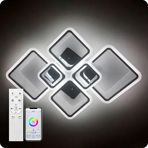 Люстра світлодіодна 517 Light 3color з пультом 150Вт Хром (01553) - фото 1