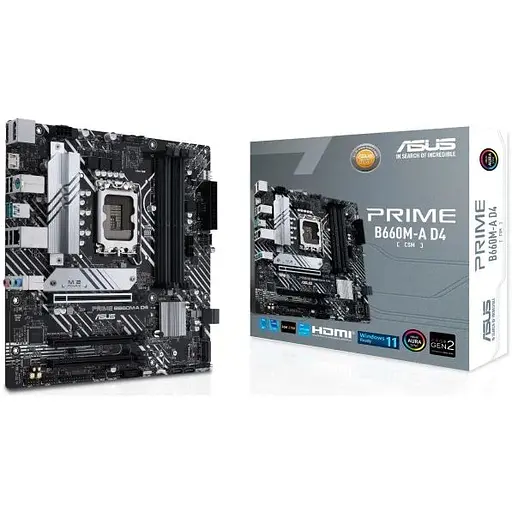 Материнская плата Asus Prime LGA1700, B660M-A D4-CSM, B660, 4xDDR4, Int.Video (CPU), 4xSATA3, 2xM.2, 1xPCI-E 16x 4.0, 2xPCI-E 16x 3.0, ALC 5xUSB3.2/6xUSB2.0, HDMI/DP, CrossFire, MicroATX - фото 2