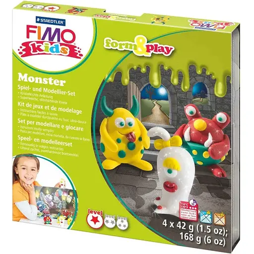 Набор пластики Fimo kids Монстр 4 цвета 42 г  - фото 1