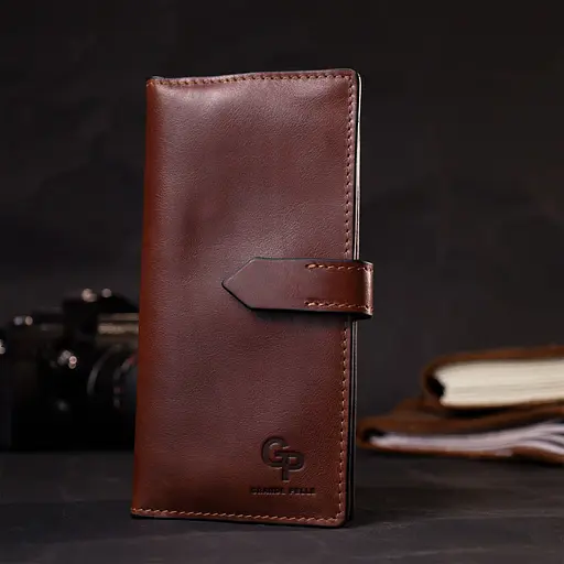 Шкіряний чоловічий гаманець Grande Pelle 9.3х18х1 см acs0026947 - фото 7