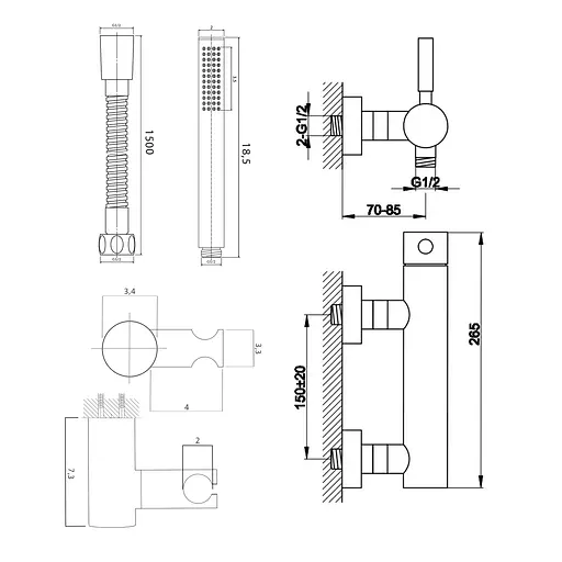 Смеситель для душа Kohlman Roxin black настенный KPL-QW120RB Черный матовый - фото 2