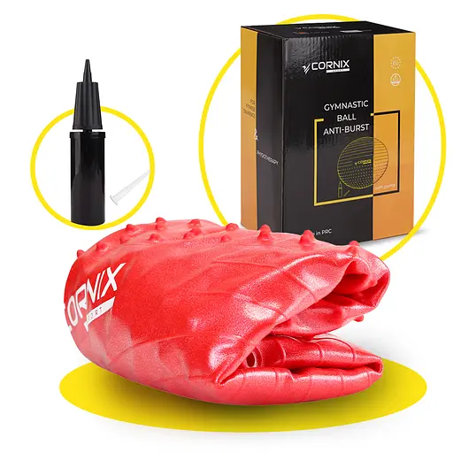 Мяч для фитнеса (фитбол) Cornix 55 см полумассажный Anti-Burst Red XR-0462 - фото 7