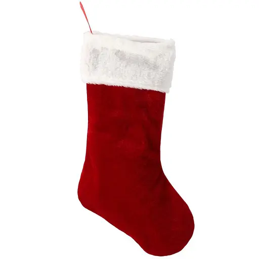 Шкарпетка новорічна декоративна Chomik 47 см червона з білим (ELF0233)