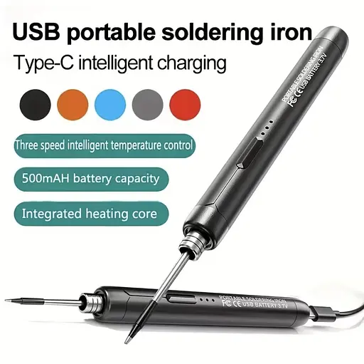 Портативний USB/бездротовий паяльний набір з регульованою температурою чорний - фото 12