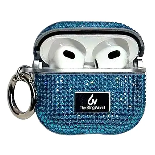 TPU чехол Bling World Rock Diamond для наушников AirPods 1/2 Голубой
