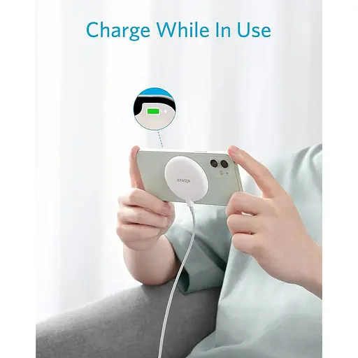 Магнитная беспроводная зарядная панель Anker A2567 PowerWave Magnetic Pad Lite с кабелем USB-C длиной 150 см, совместимая только с iPhon - фото 3