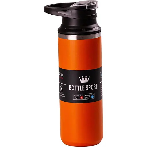 Термос Bottle Sport 550 мл из нержавеющей стали c ручкой, оранжевый Happy Life HPGM5010O - фото 1