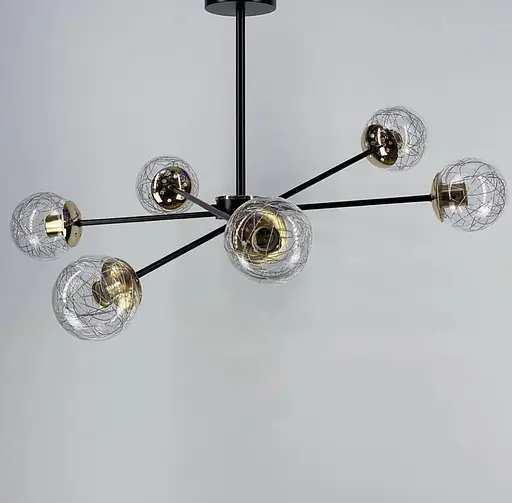 Потолочный светильник с хромированной нитью и золотой фурнитурой Ст. H 9820/6 BK+GD | Line F - фото 1