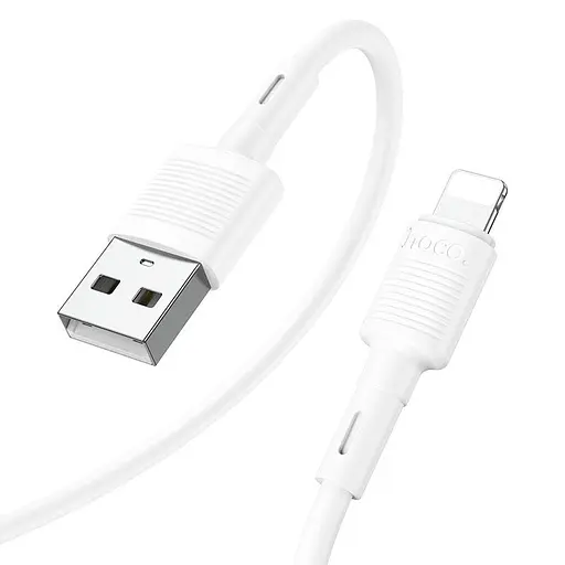 Кабель Hoco X83 USB to iPhone 2.4A 1 м PVC материал оплетки белый - фото 1