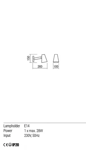 Бра Redo MINGO AP 1X28W E14 BLACK (5.1.1) 01-1553 - фото 3