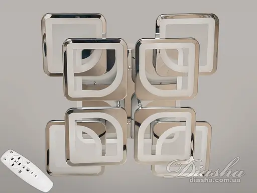 Потолочный лед люстра с диммером и LED подсветкой, 130W, хром. - фото 1