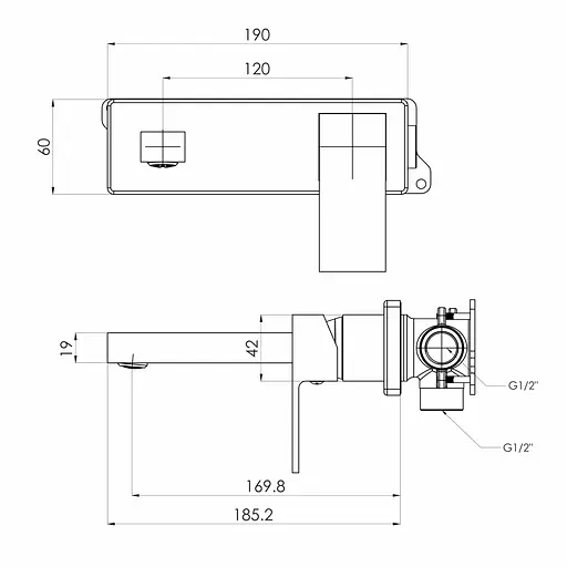 Смеситель для умывальника настенный Imprese Karlov 25 мм black matt f03507610AC Черный матовый - фото 2