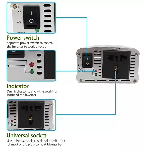 Универсальный автомобильный инвертор UKC 12V/220V 1500W преобразователь напряжения - фото 6