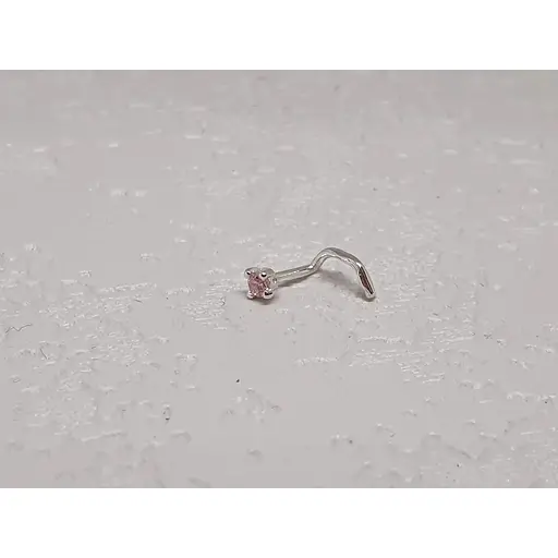 Срібна сережка-пірсинг в ніс Dear. 1018.1С Рожевий (світлий) - фото 2