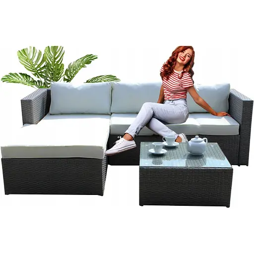 Садові меблі Chomik Garden Line Atrani сірий + бежеві подушки - фото 3