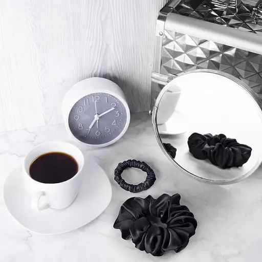 Набір із 2 шовкових резинок для волосся Чумацький Шлях S+L - два режими фіксації чорний (1242-02) - фото 2