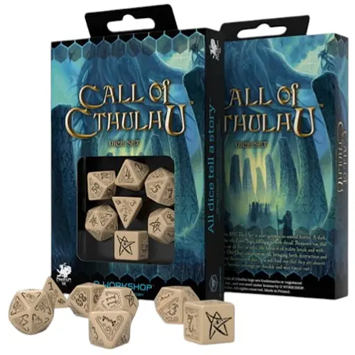 Набор кубиков Call of Cthulhu Beige & black Dice Set , 7 шт. (SCTH18) - фото 1