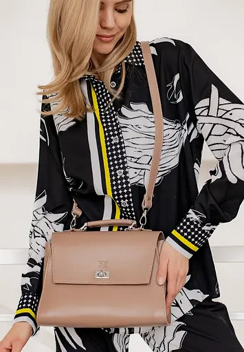 Жіноча шкіряна сумка Classic карамель краст - фото 4