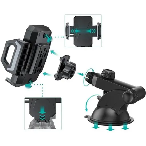 Автомобільне кріплення Choetech з 15W Fast Wireless Charger 4.7-7.2" на панель - фото 3