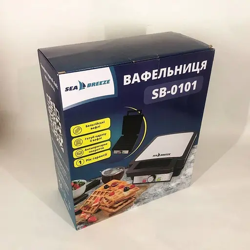 Електровафельниця SeaBreeze SB-0101 з антипригарним покриттям на 4 вафлі 1200 Вт Чорний - фото 7