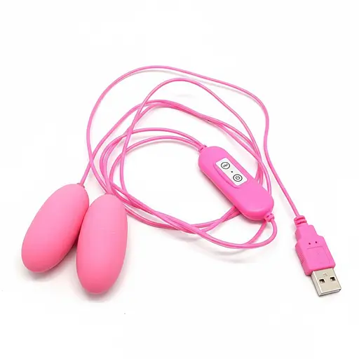 Двойное виброяйцо для женщин 10 режимов вибрации 5,5 см с usb розовое - фото 1