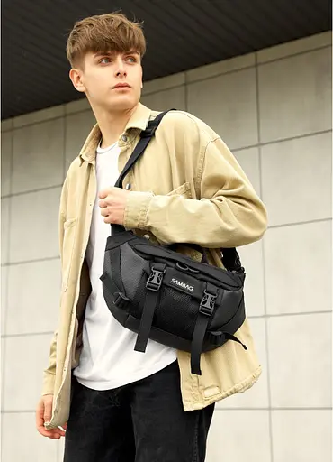 Велика чоловіча поясна сумка бананка для планшета Sambag 38х21 см sum0027311 - фото 1