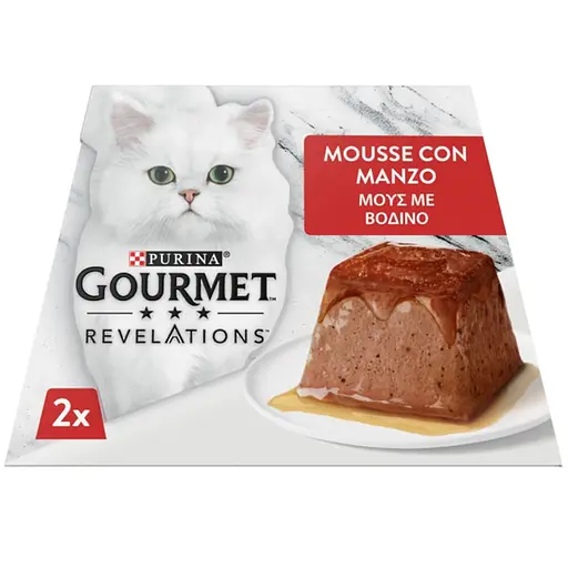 Влажный корм Gourmet Revelations Мусс с говядиной и соусом полнорационный для взрослых кошек 114 г (2х57 г)