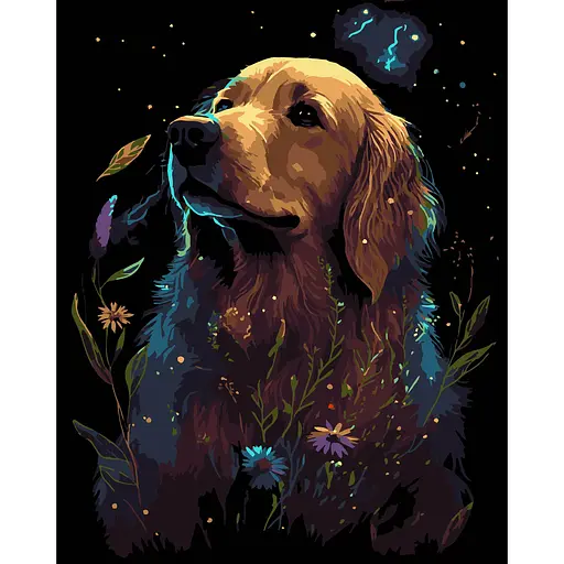 Набор для росписи по номерам Strateg Золотой ретривер на черном фоне 40 х 50 см (AH1206-17) - фото 1