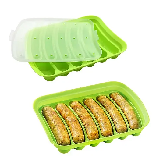 Форма для запікання випічки силіконова домашніх хот-догів, сосисок, ковбасок, кебаба кебабниця, Kitchen Master Салатовий 85467 - фото 6