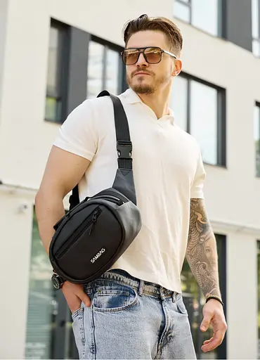 Сумка через плечо бананка Sambag Flex черная 30×17×10 см (85351001m) - фото 1