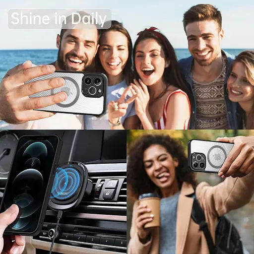 Чохол Tussvie для мобільного телефону iPhone 12 Pro, сумісний з MagSafe, протиударний чохол проти подряпин, напівпрозорий матовий - фото 3