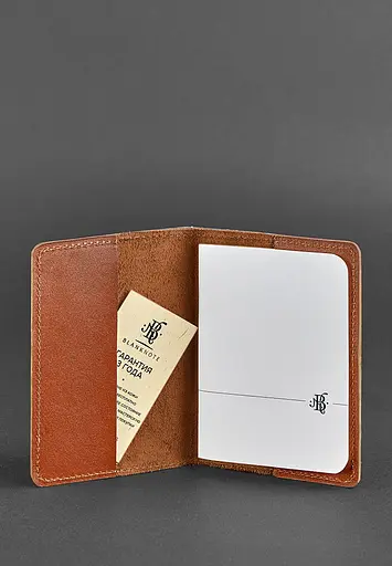 Кожаная обложка для паспорта и военного билета 1.3 светло-коричневая - фото 3