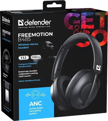 Наушники FreeMotion B485 Bluetooth ANC Black (63485) Defender teh0021310 - фото 6
