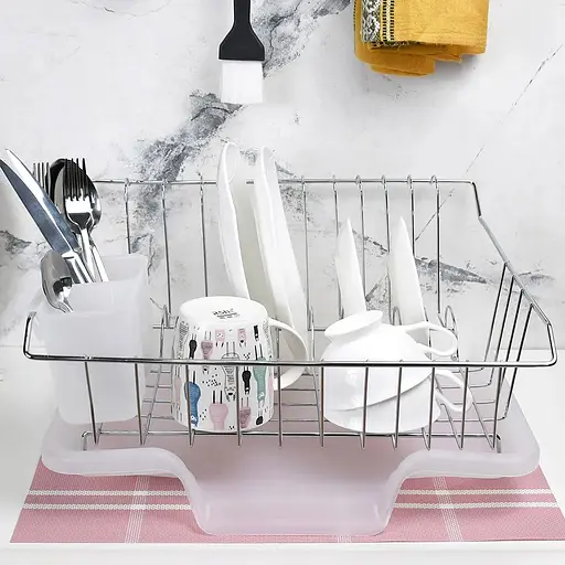 Сушарка для посуду Lemax з тримачем для приборів хром 41.3х36.8х20 см (LF-923) - фото 2