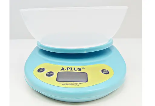 Ваги кухонні електронні з чашею до 5 кг SC-1656, A-Plus Блакитний 87390 - фото 2