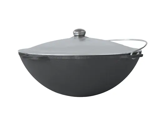 Казан чавунний азіатський 8 л з алюмінієвою кришкою та триногою - фото 5