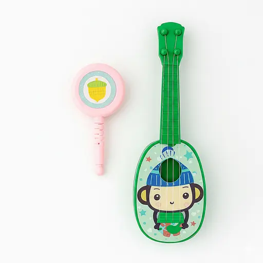 Дитяча іграшкова гітара з колотушкою 8197-3-2 —  на листі, зелена