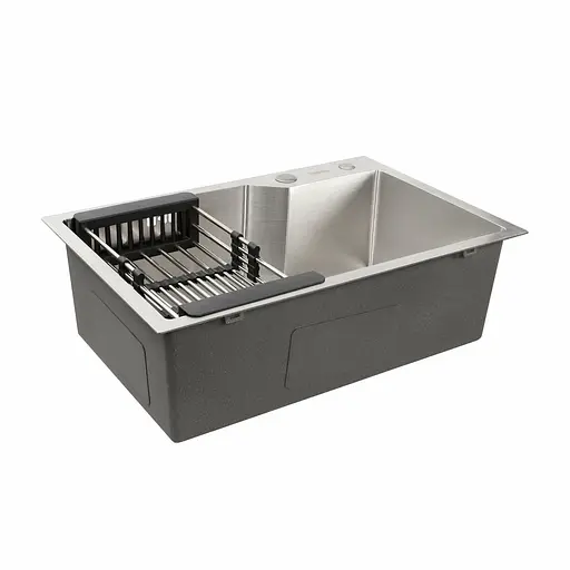 Кухонная мойка Platinum Handmade 650x430x220 (толщина 3,0/1,5 мм корзина и дозатор в комплекте), Нержавеющая сталь - фото 5