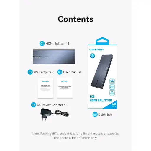 Сплітер Vention 4K 1x8 HDMI Splitter Black Aluminum Alloy Type EU Standard - фото 17