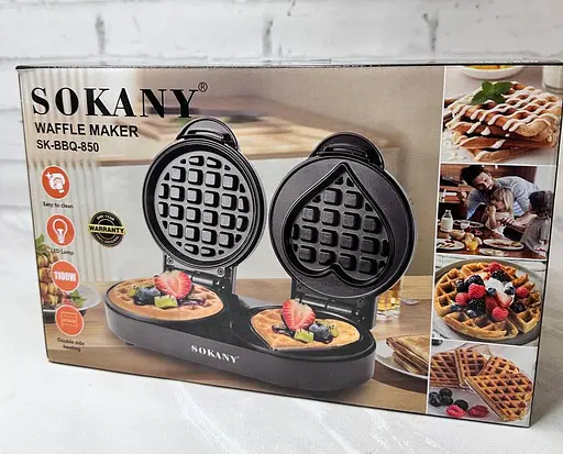 Вафельница двойная Sokany SK-BBQ-850 для толстых бельгийских вафель сердец 1100 Вт - фото 7