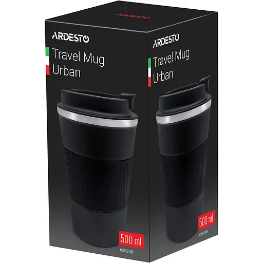 Термокружка Ardesto Urban 500 м черная нержавеющая сталь - фото 2