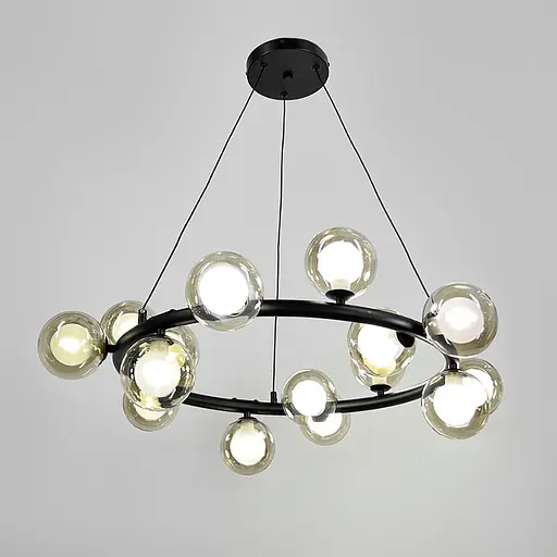 Кільцева люстра з 15 подвійними плафонами Ø 75 см | Арт. SG 48/15 BK+CL+WT | Line F - фото 2