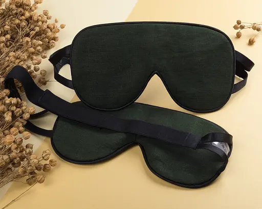 Маска для сну з льону «Чумацький Шлях» з нековзкою резинкою. Пов'язка на очі з льону українського виробництва. в Подарунковій упаковці. Темно-зелена (1187-02) - фото 4