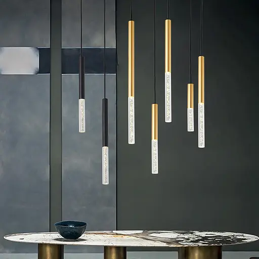 Латунний підвіс із скляним розсіювачем з ефектом бульбашок 81 см | Line F | Арт. MJ462/500+300 AB - фото 1